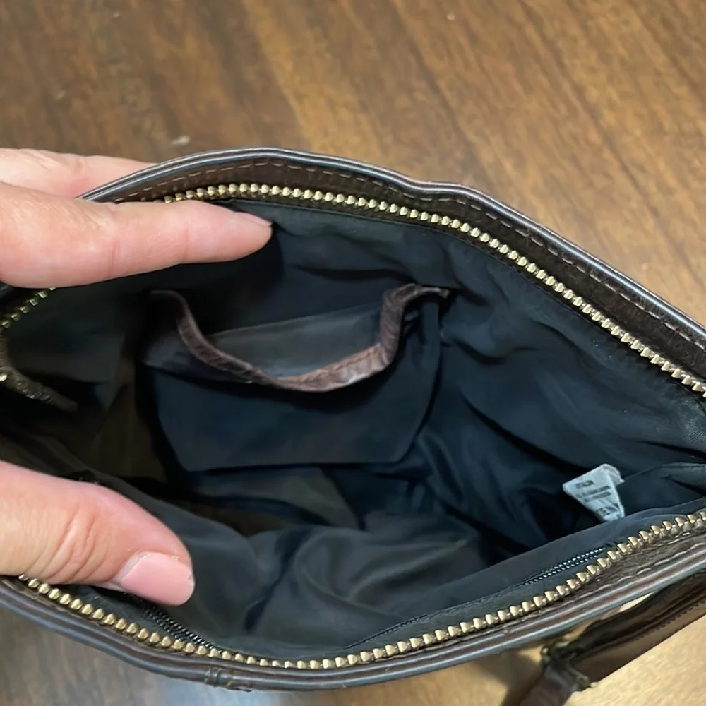 Estalon dark brown leather crossbody purse
